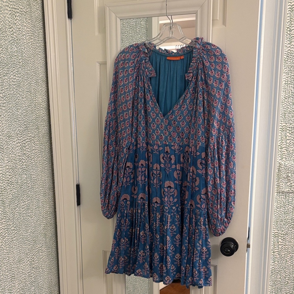 Oliphant Teal and Pink Floral Mini Dress